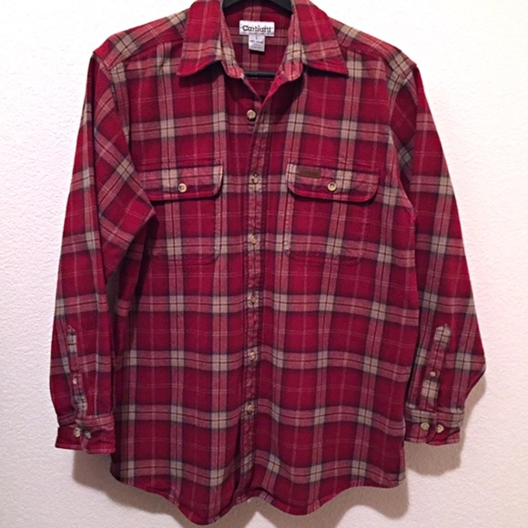 Carhartt Other - Carhartt heavy flannel red plaid long sleeve shirt